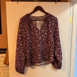Old Navy Burgundy Floral Blouse